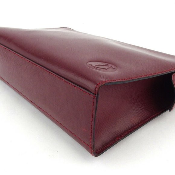 Cartier clutch bag mast line Bordeaux leather Auth used E1619 - Picture 3 of 8